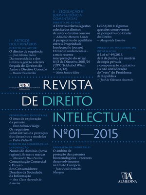 cover image of Revista de Direito Intelectual n.º 1--2015